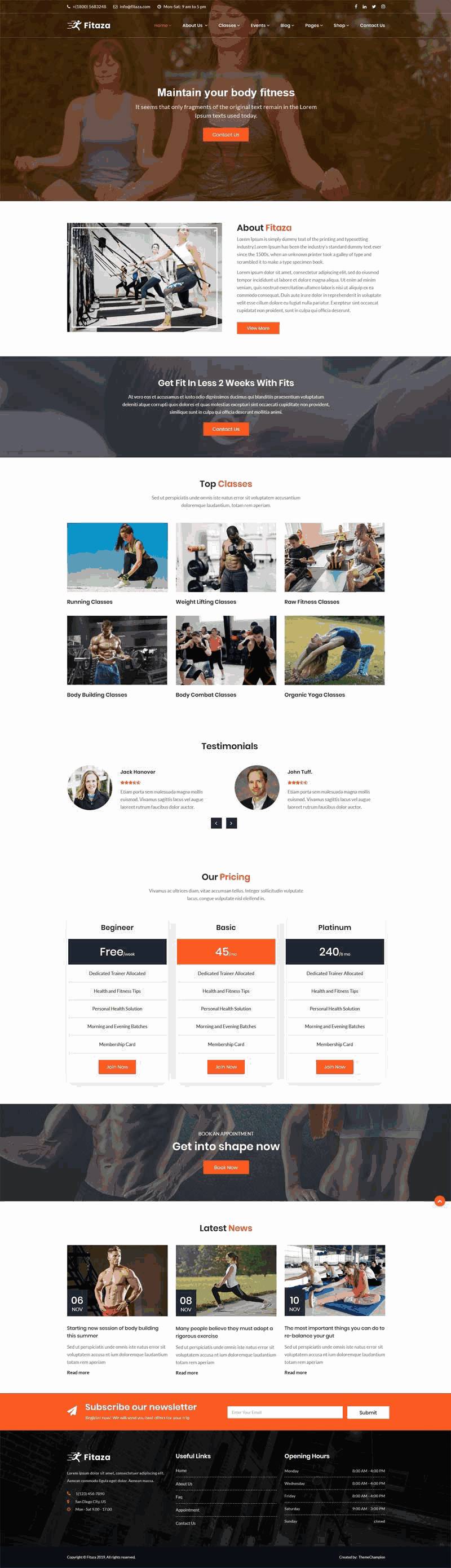精美的健身瑜伽类bootstrap响应式网站Wordpress模板(带手机版)效果图