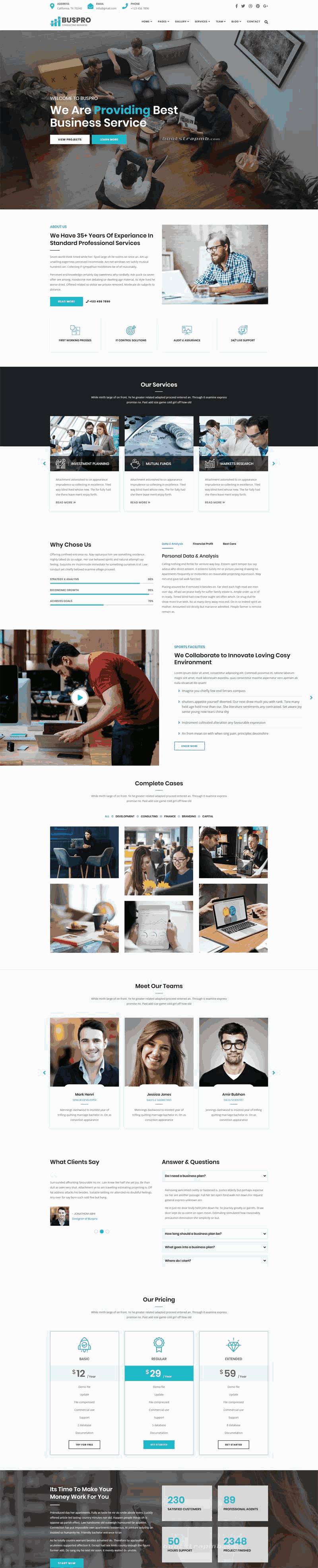 bootstrap响应式商业保险公司网站Wordpress模板(带手机版)效果图