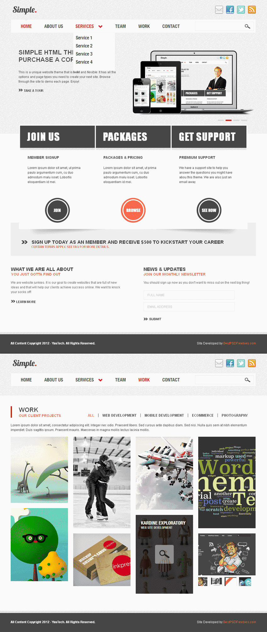 html5+css3简单大气的企业门户网站Wordpress模板效果图