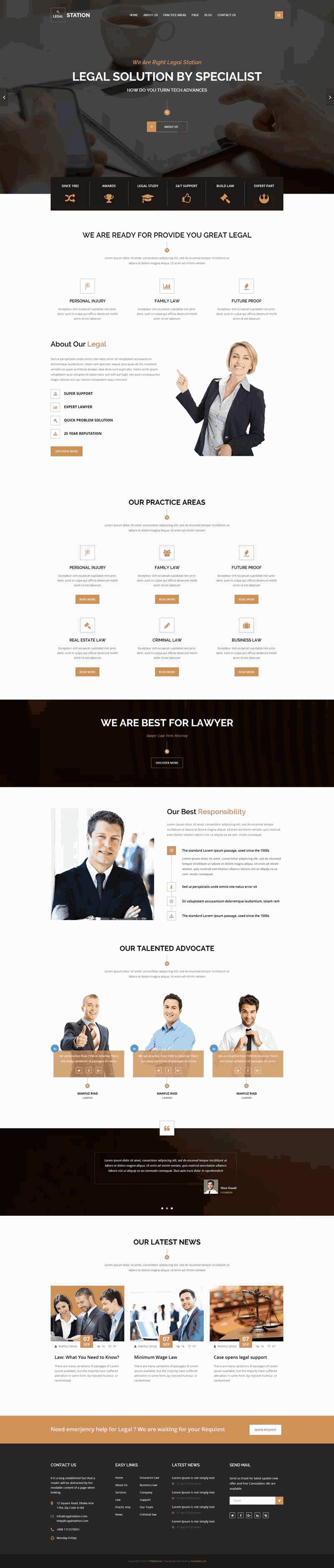 大气的律师事务所法律咨询网站自适应Wordpress模板(带手机版)效果图