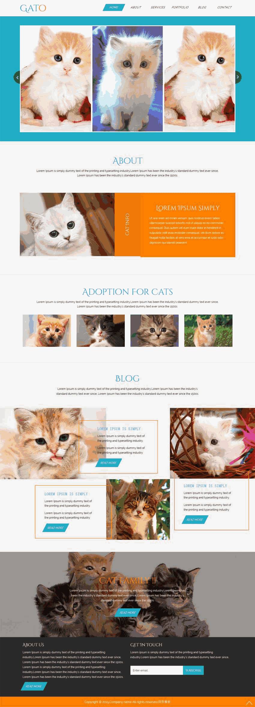猫咪宠物网站Wordpress模板(带手机版)效果图