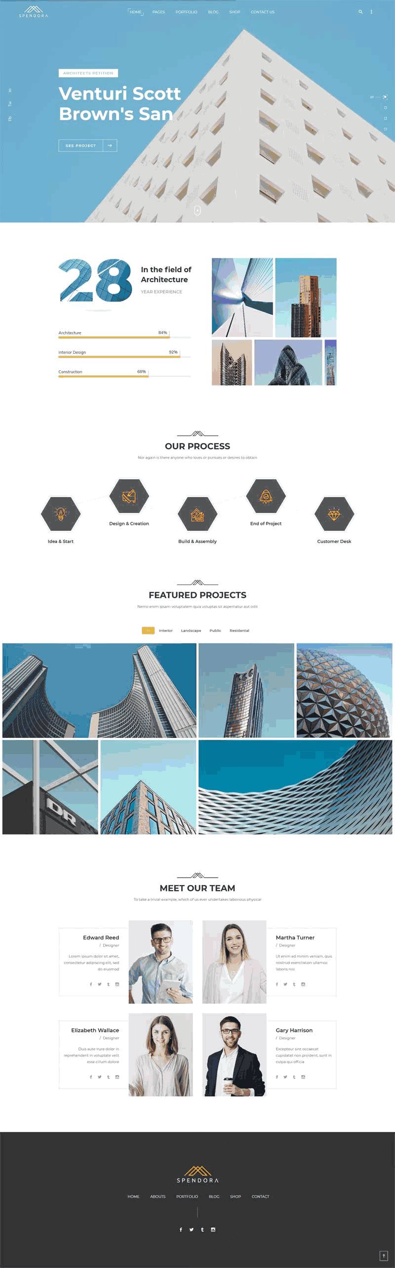 bootstrap响应式房地产建筑设计公司网站Wordpress模板(带手机版)效果图