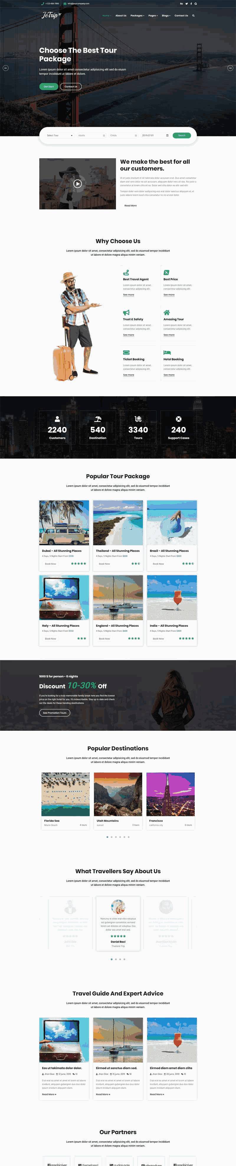 通用的酒店旅游行业网站Wordpress模板(带手机版)效果图