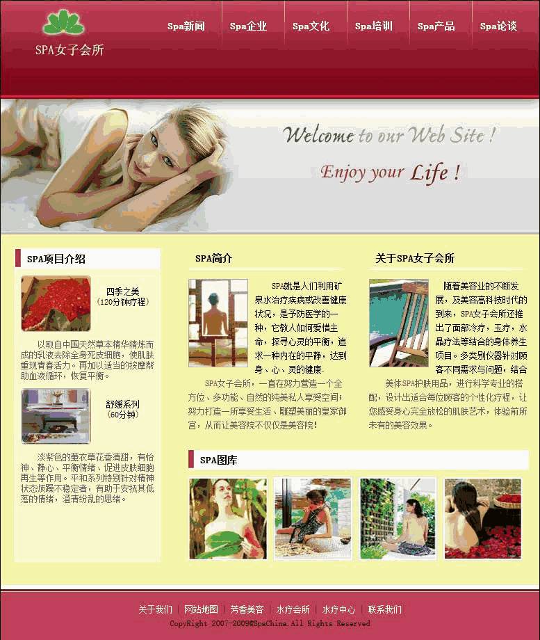 简单女子spa会所网站Wordpress模板(带手机版)效果图