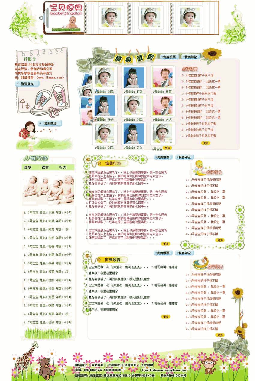 儿童投票网站Wordpress模板(带手机版)效果图