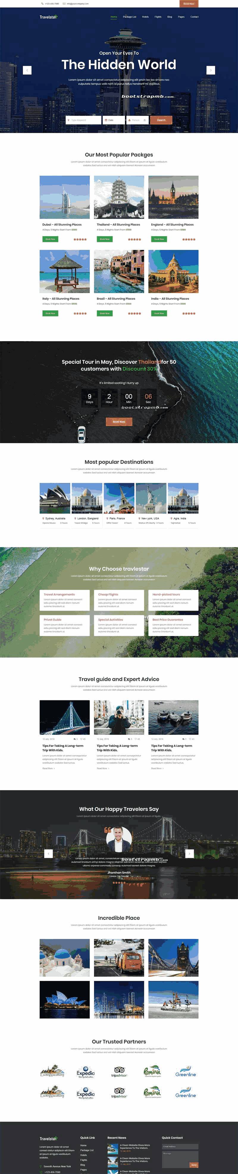 自适应旅行社旅游平台网站Wordpress模板(带手机版)效果图