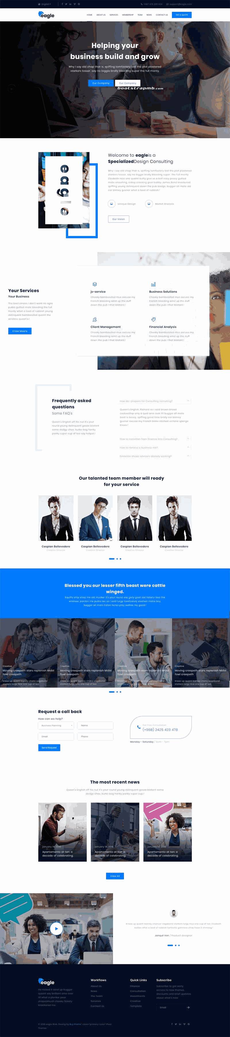 通用的商务合作公司网站Wordpress模板(带手机版)效果图