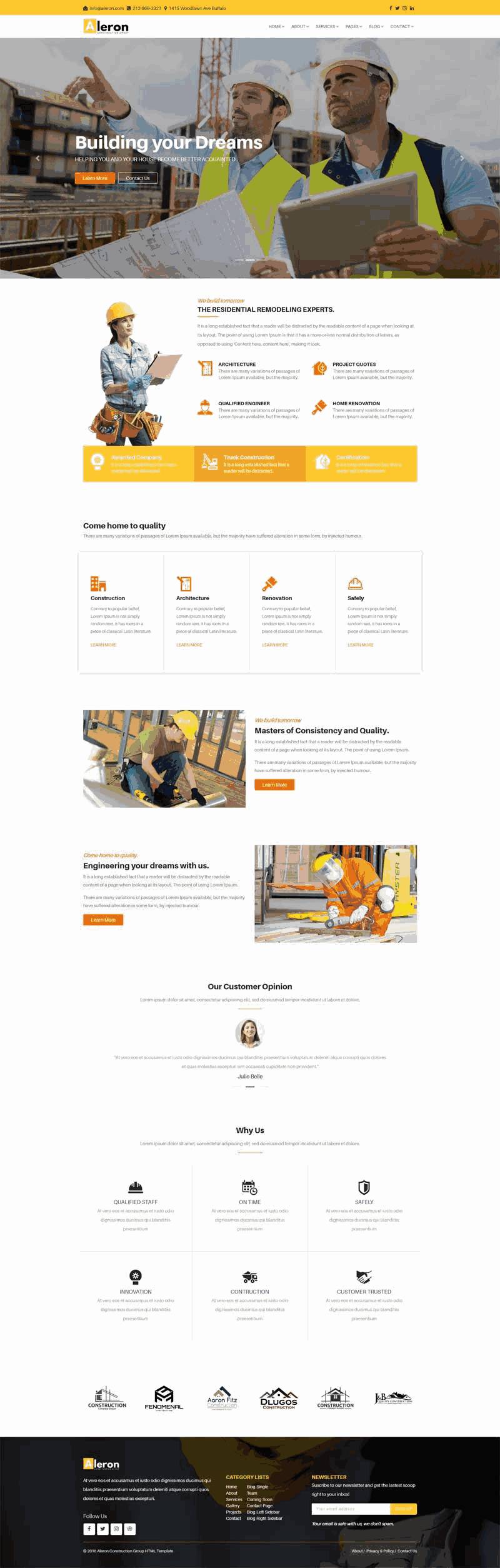 自适应的建筑工业公司bootstrap响应式网站Wordpress模板（带手机版）效果图