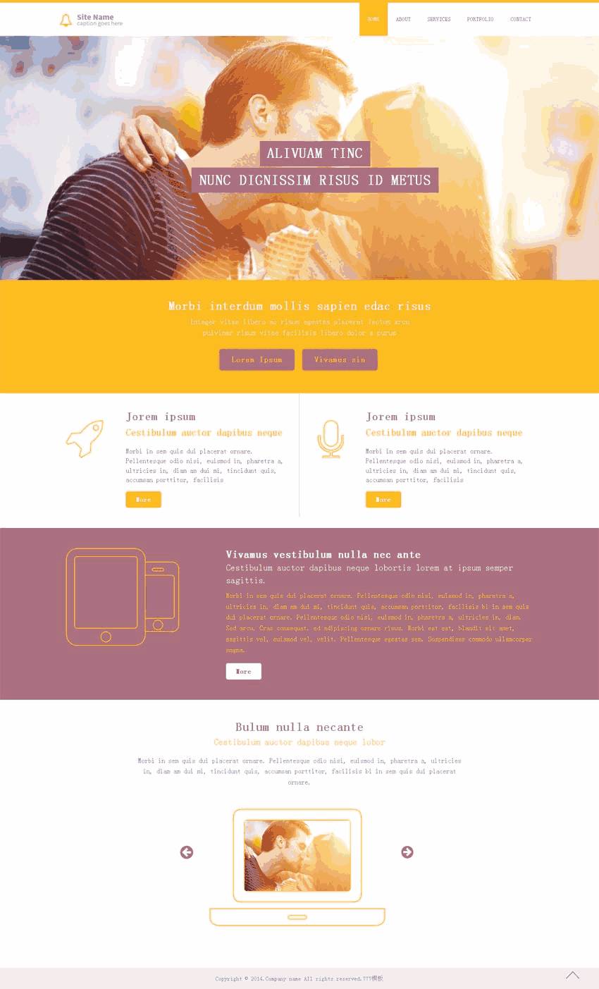唯美的婚庆公司自适应网站Wordpress模板HTML(带手机版)效果图