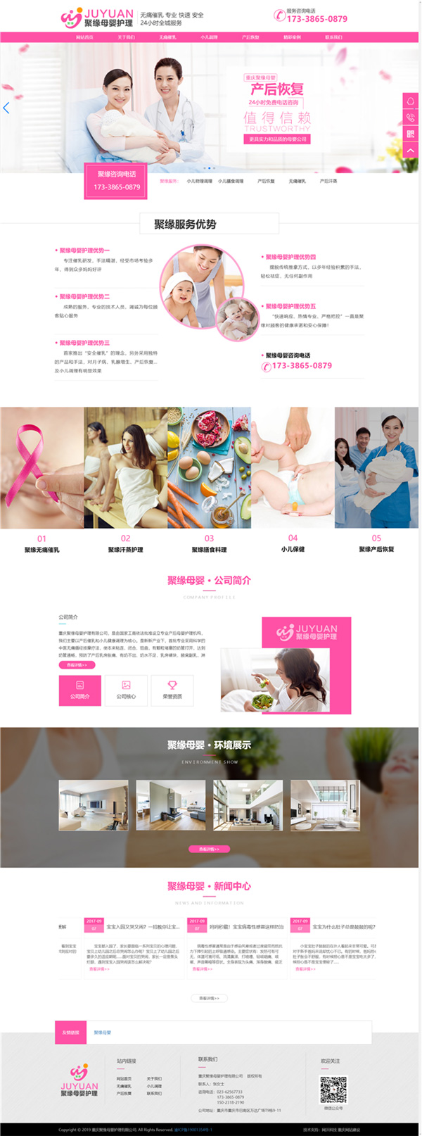 催乳师产后恢复小儿推拿母婴护理公司Wordpress模板预览图