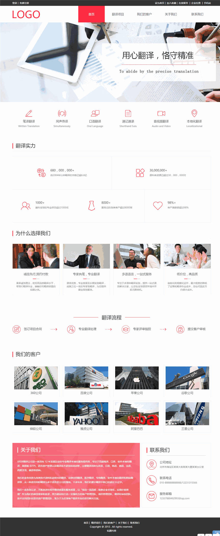 高端创新翻译公司网页模板预览图