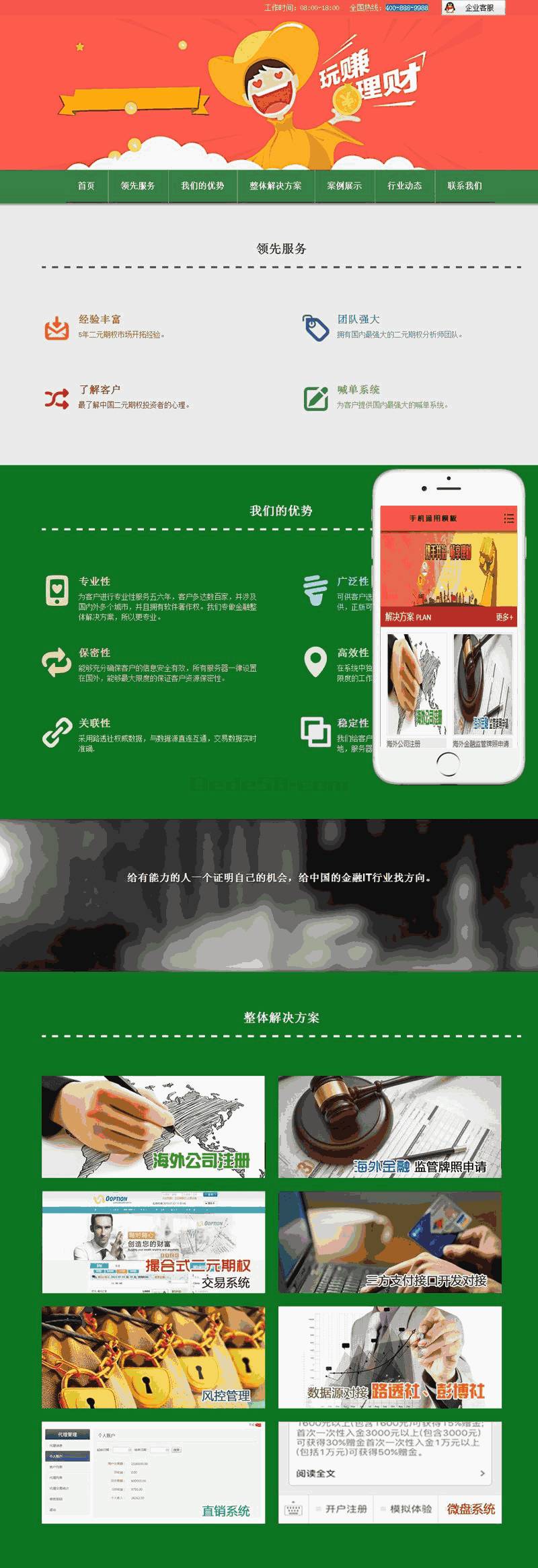 期权分析喊单投资类网站Wordpress模板带手机端效果图