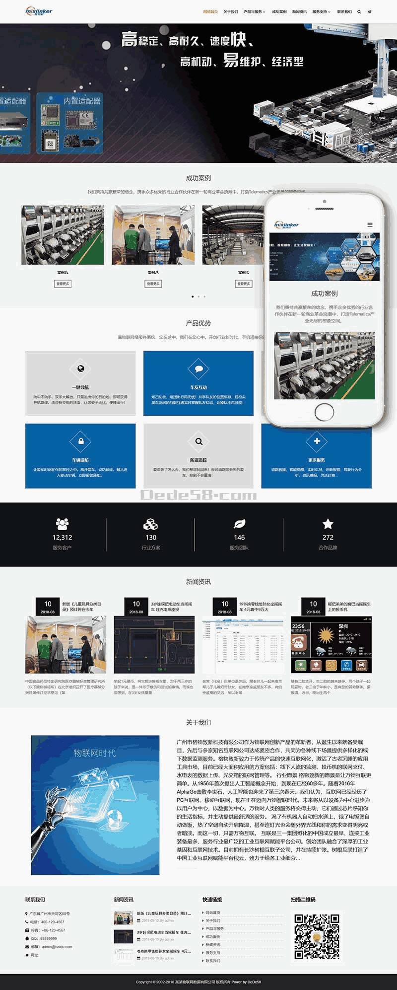 响应式物联网基础数据类网站Wordpress模板(自适应手机端)效果图