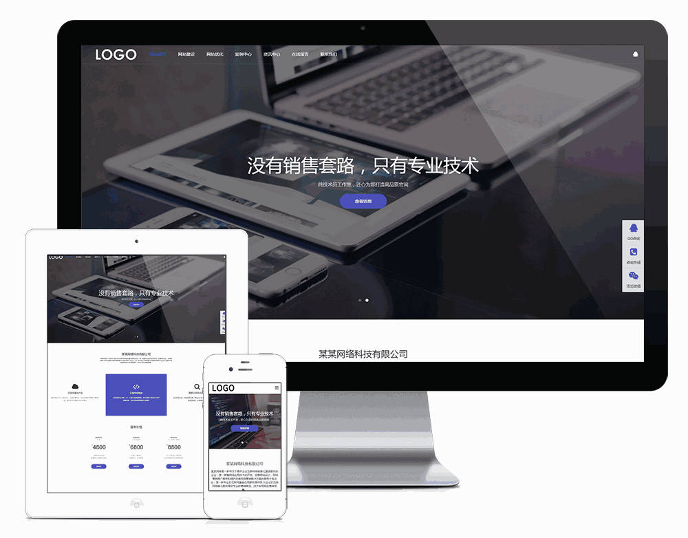 响应式网站建设网络科技网站模板效果图