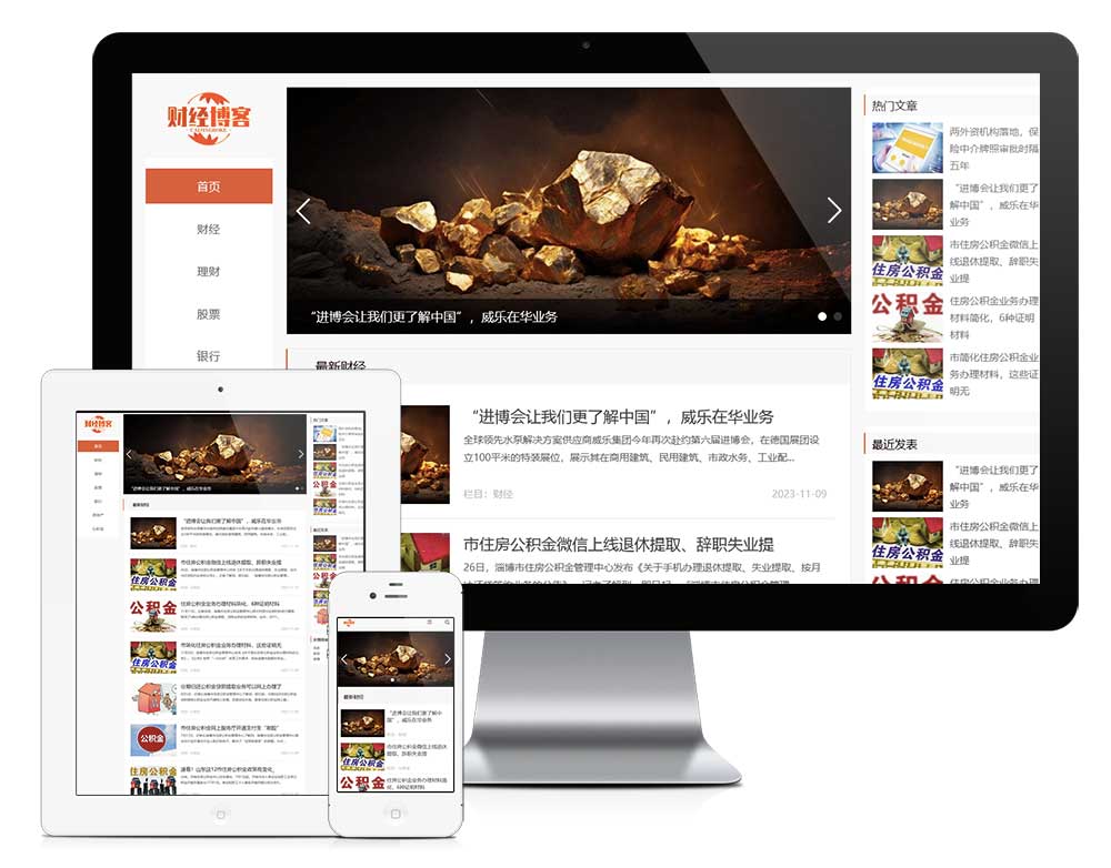 响应式简洁财经金融新闻博客网站模板预览图