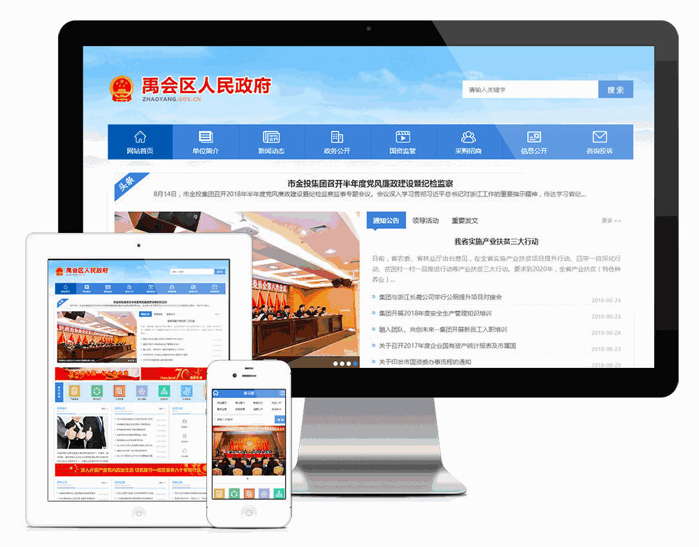政府协会类网站模板效果图