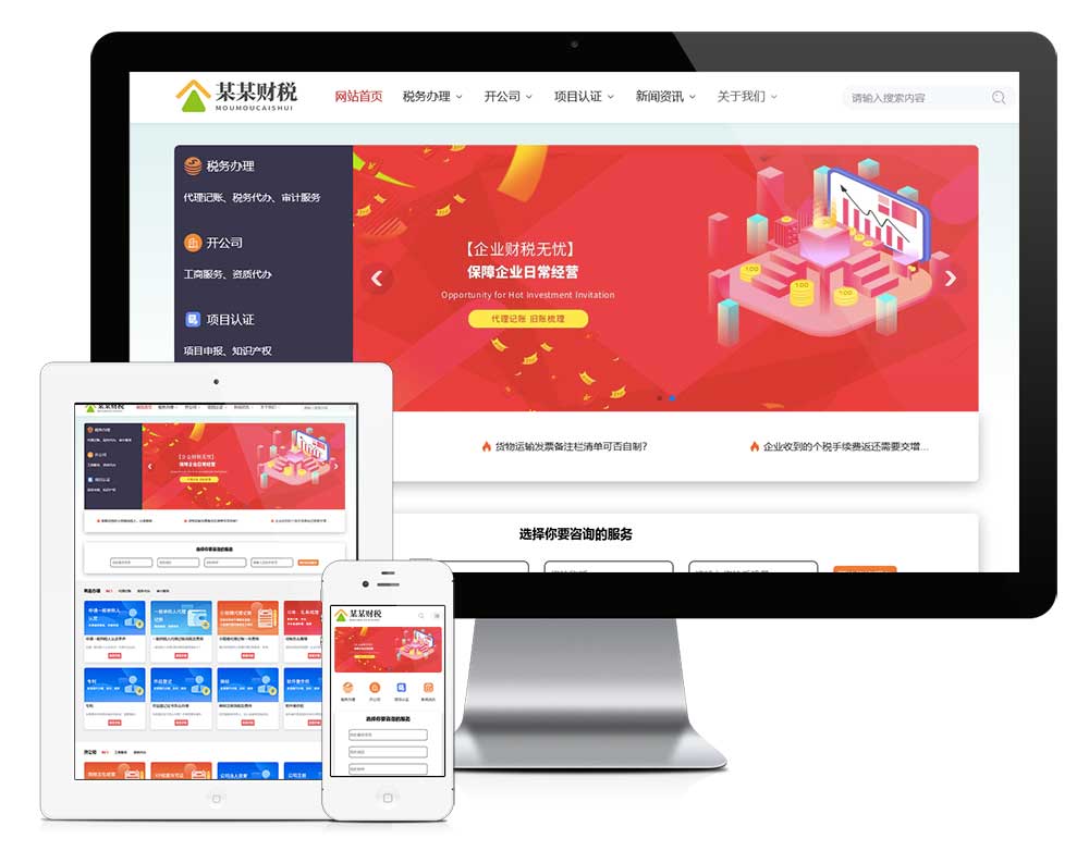 财税财务代理记账网站模板预览图