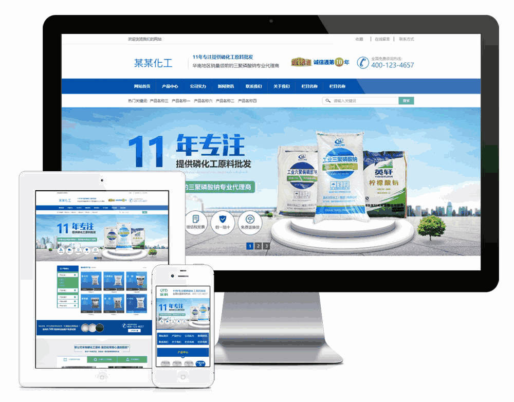 营销型化工磷原料网站模版效果图