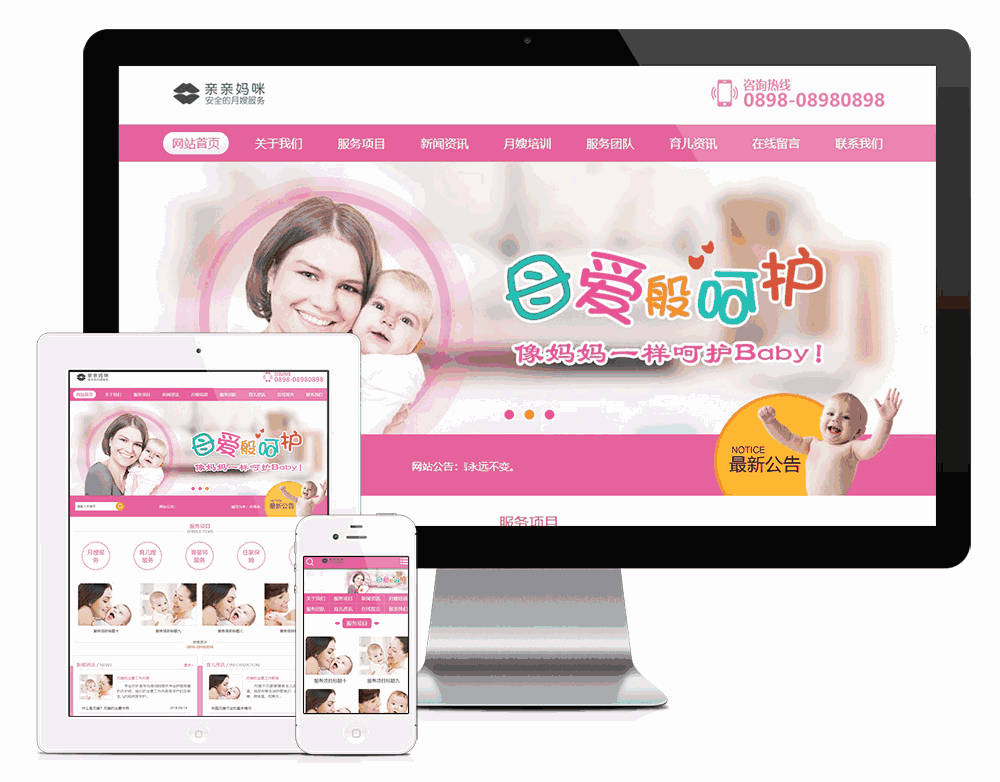 月嫂保姆家政服务类网站WordPress模板主题效果图