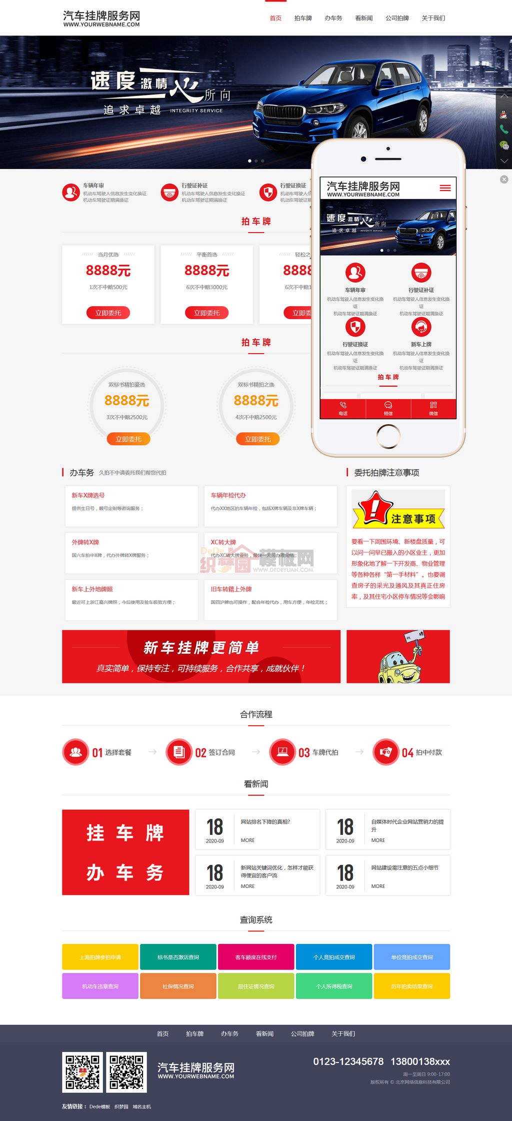 汽车服务新车挂牌服务网站Wordpress模板(自适应手机端)截图