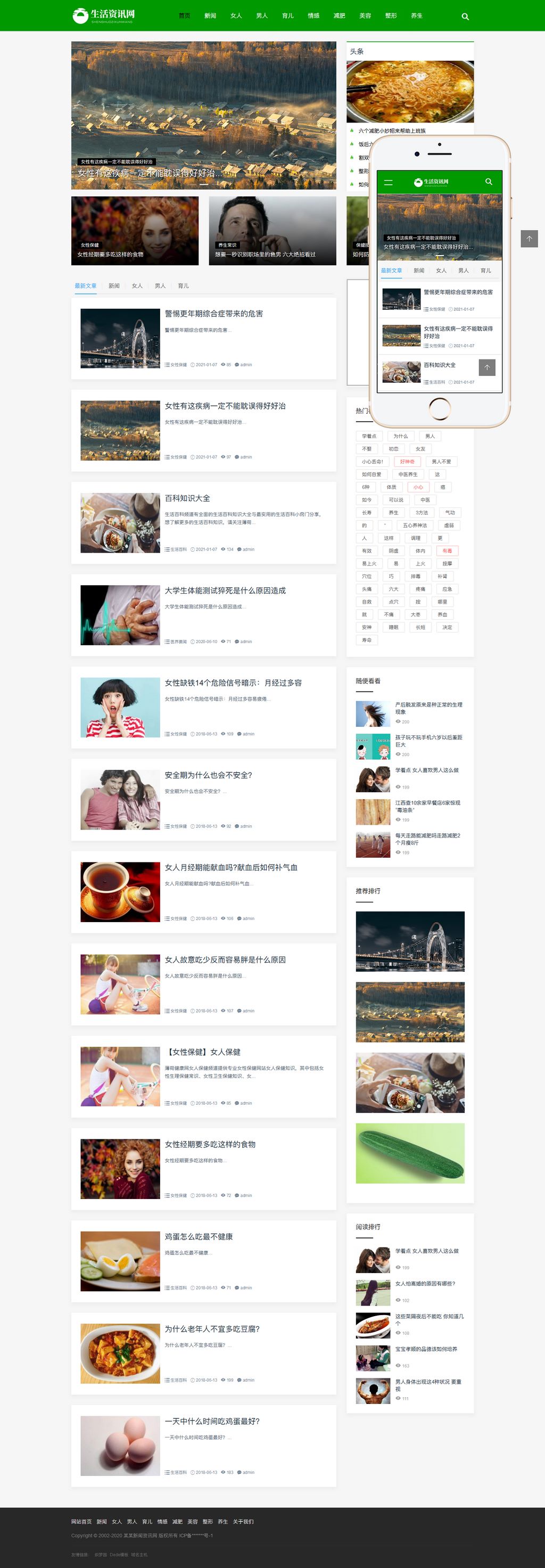 响应式生活百科资讯网站Wordpress模板(自适应手机端)截图